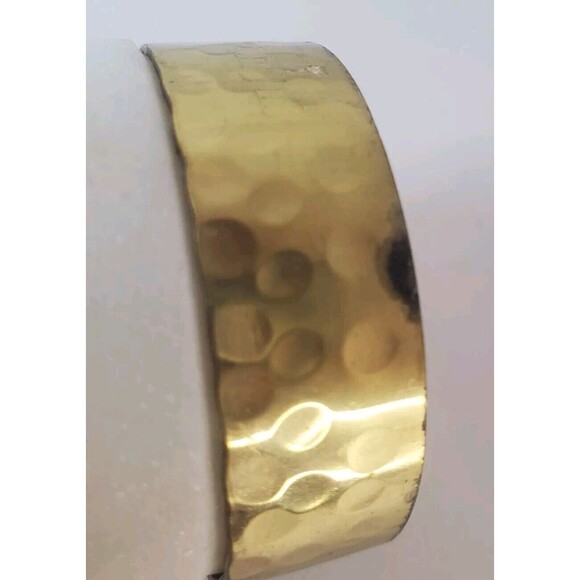 Vintage MCM White Natural Stone Salt And Pepper Shaker Set Hammered Brass Trim - Picture 7 of 7